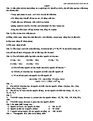 Đề ôn thi học kì 1 môn Hóa học 8